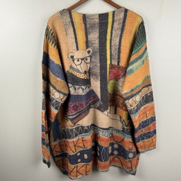 YESNO Womens 3XL Oversized Soft Cozy Graphic Pullover Wool & Cotton Sweater Bear - Picture 8 of 11